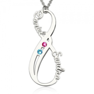 Birthstone Infinity Eternity Necklace Double Name