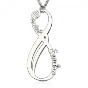 Custom Vertical Infinity Names Necklace Sterling Silver