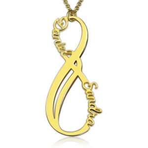 Custom Vertical Infinity Names Necklace Gold Plated Silver