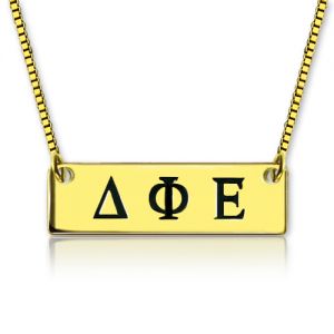 Personalized Greek Letter Sorority Bar Necklace 18K Gold Plated