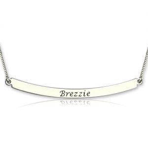 Curved Bar Pendant Name Necklace Sterling Silver