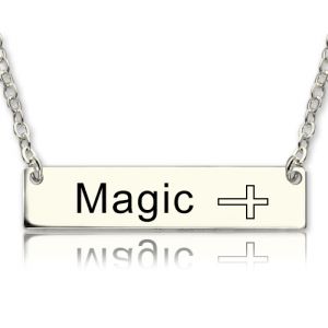 Nameplate Bar Necklace with Icons Stainless steel Upload