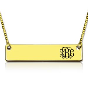 Personalized Gold Initial Bar Necklace Monogram