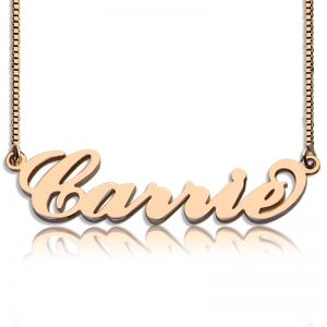 Carrie Name Necklace & Box Chain In Rose Gold