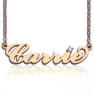Rose Gold Carrie Name Necklace With Birthstone