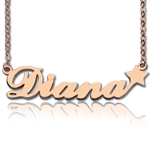 Rose Gold Sex and The City Name Necklace With Star