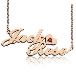 Two-Row Letter Carrie Style Name Necklace Rose Gold