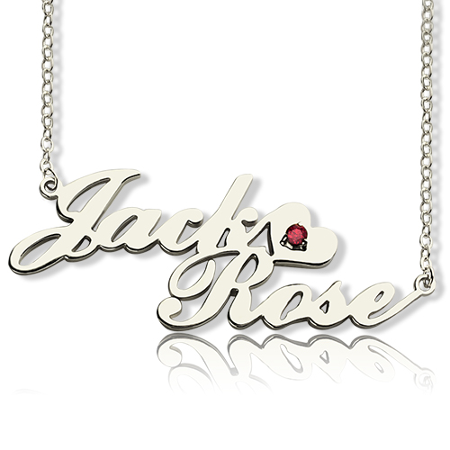 Personalized Nameplate Necklace Double Name Sterling Silver