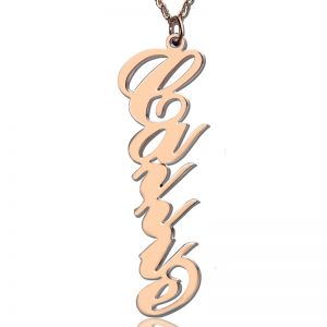 Personalized Vertical Carrie SName Necklace Rose Gold