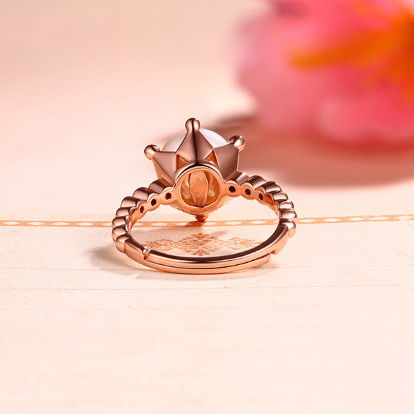 Elegant Natural Pearl Ring Gold Plated Silver Adjustable 5-9