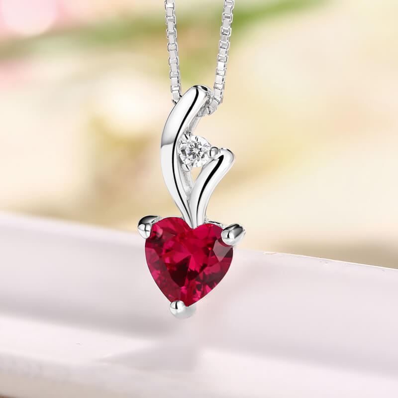 Personalized Heart Birthstone Necklace for Mother's Day