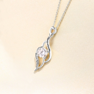 Sterling Silver Engraved Birthstone Pendant Necklace