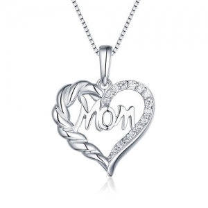 Personalized Heart Necklace For Mom Sterling Silver