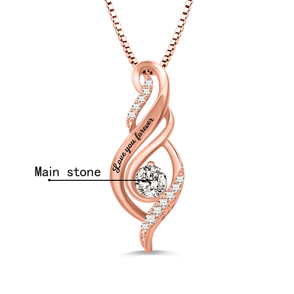 flame necklace with birthstone