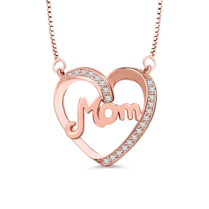 Mom Necklace With Birthstone In Rose Gold