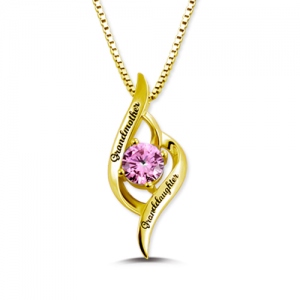 Custom Grandma & Granddaughter Love Names Necklace Gold