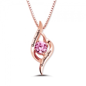 Personalized Grandmother And Granddaughter Love Necklace In Rose Gold