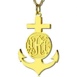 18K Gold Plated Anchor Monogram Initial Necklace
