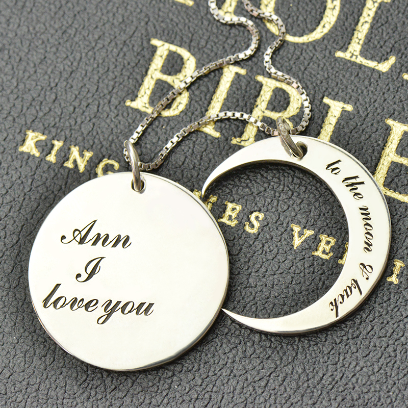 Personalized I Love You to the Moon and Back Love Necklace Sterling Silver