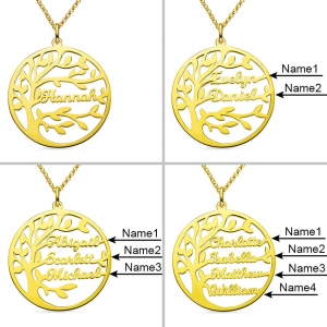 Personalized Family Tree Name Necklace in Silver