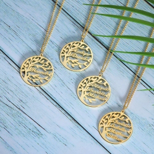 Personalized Family Tree Name Necklace in Stainless Steel