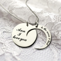 Personalized I Love You to the Moon and Back Love Necklace Sterling Silver