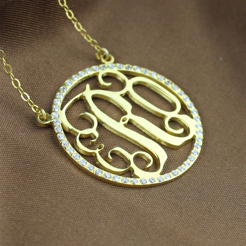 Gold Monogram Initial Necklace