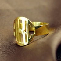 Gold Monogram Initial Ring