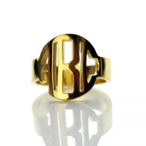 18K Gold Plated Block Monogram Ring