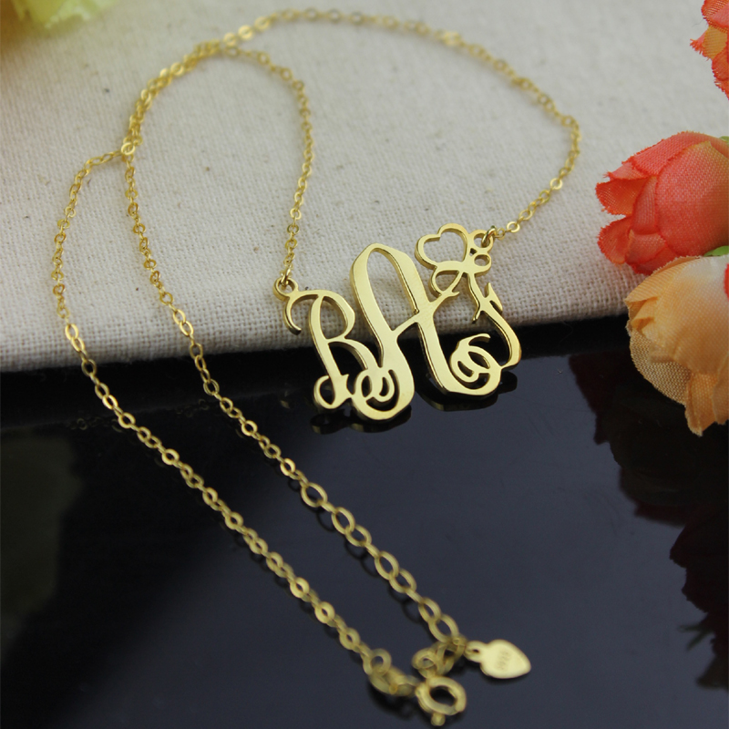 Gold Script Initial Necklace