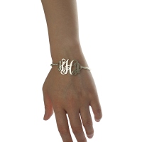 Personalized Monogram Initial Bracelet 1.25 Inch Sterling Silver