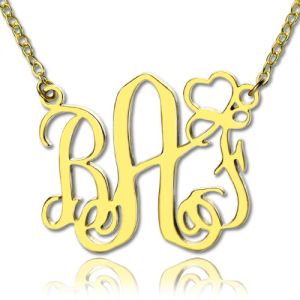 Personalized Initial Monogram Necklace With Heart 18K Gold Plated