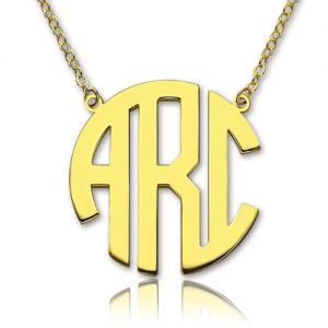 18K Gold Plated Block Monogram Pendant Necklace