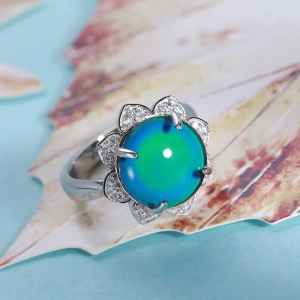 Customized Changing Color Mood Stone Ring Sterling Silver