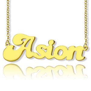 Banana Split Script Name Necklace 18K Gold Plated