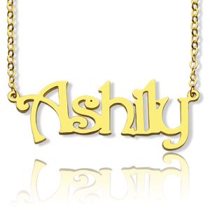 18K Gold Plated Harrington Style Name Necklace