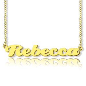 Personalized Gold Plated Silver Puff Font Name Necklace
