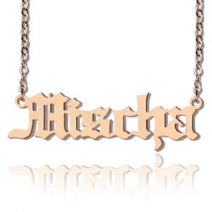 Rose Gold Old English Style Name Plate Necklace