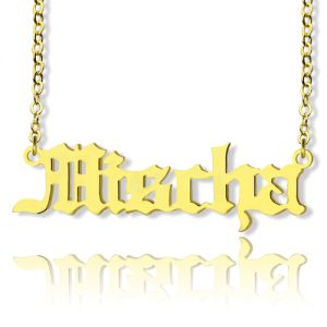 Old English Name Necklace 18k Gold Plated
