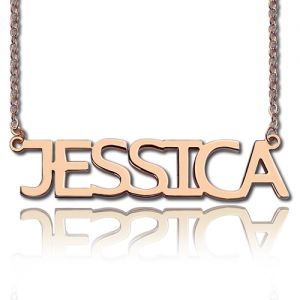 Block Letter Name Necklace Rose Gold - 
