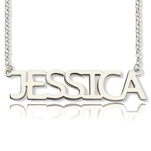 Block Letter Name Necklace Silver - 