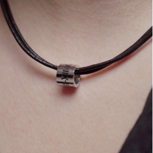 Personalized Leather Bead Necklace Stainless Steel