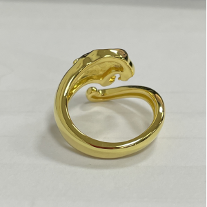Panther Ring Adjustable Sterling Silver and Brass