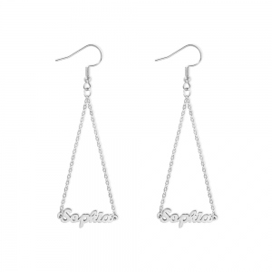 Personalized Triangle Name Dangle Earrings