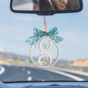 Beaded Custom Monogram Car Mirror Charm Gift for Her