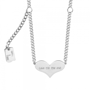 Personalized Heart&Square Engraving Couples Necklace