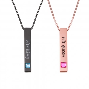 Custom Her King His Queen Couple Bar Necklaces