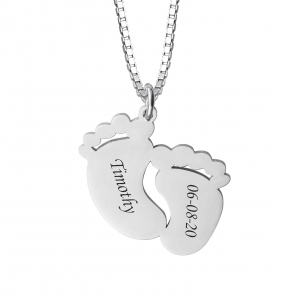 Custom Birth Date Name Foot Necklace
