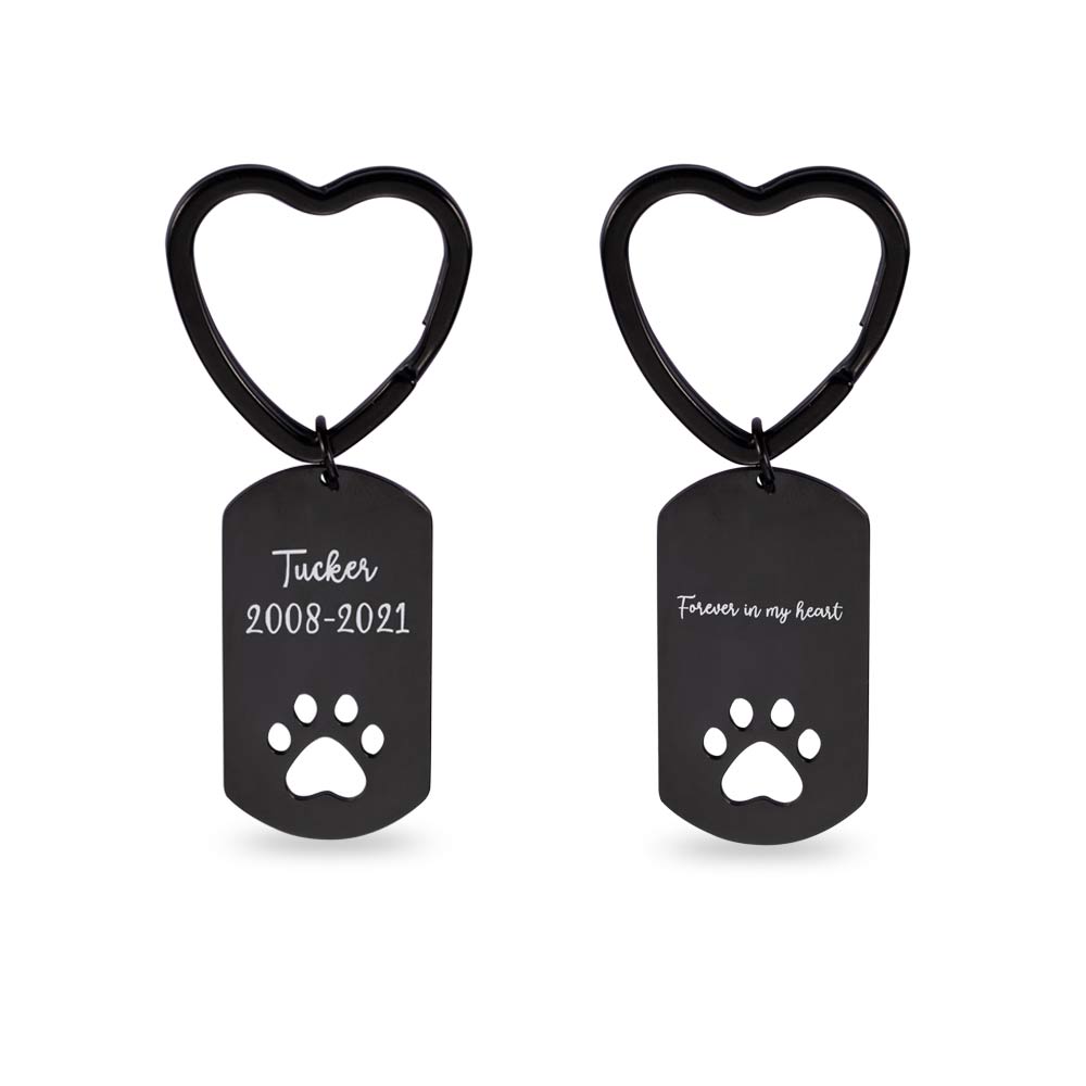 Personalized Custom Dog Tag Paw Keychain Stainless Steel