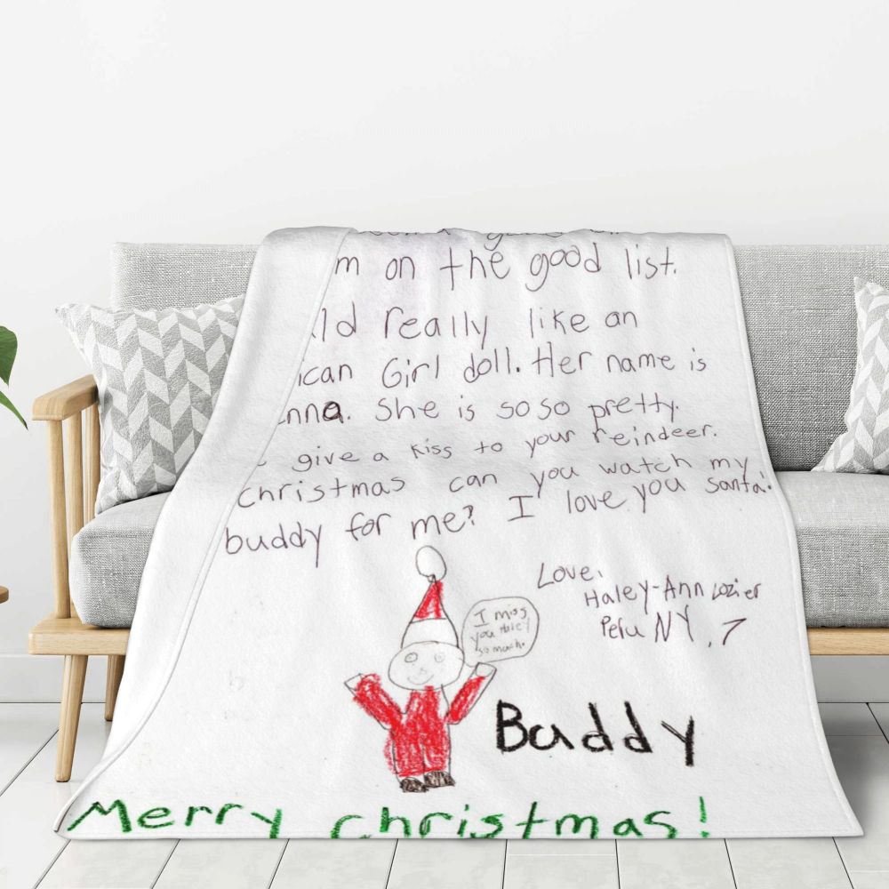 Personalized Actual Handwritten Letter Blanket Custom Message Christmas Gift for Mom/Mother Kids Birthday